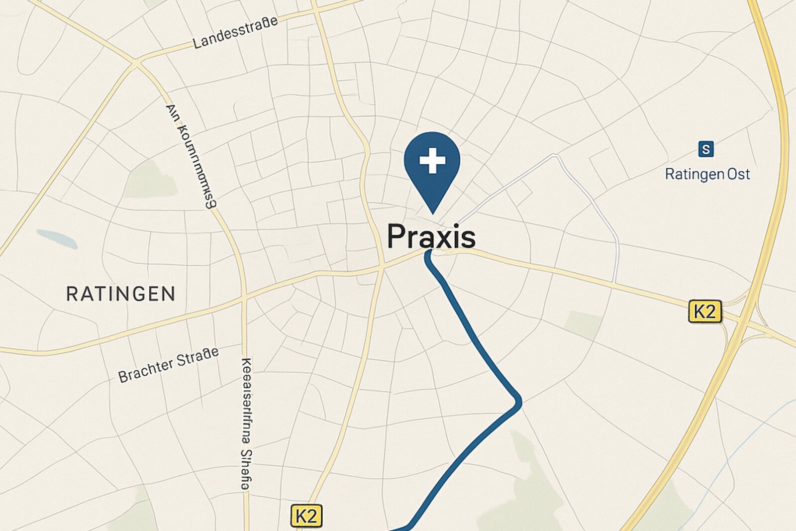 Anfahrtsskizze zur Hausarztpraxis Dünninghaus in Oelde