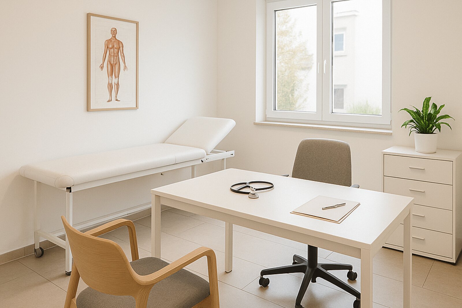 Behandlungsraum der Praxis mit EKG-Technik